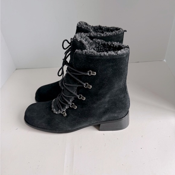 Vintage A J Valenci Footwear Womens Black Chunky Heel Square Toe Bootie… - Picture 3 of 11